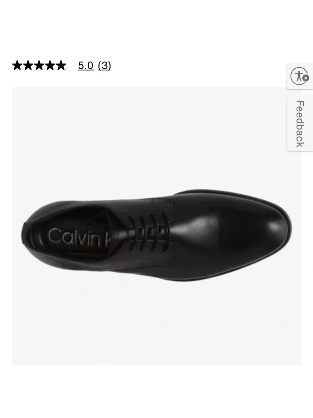 Calvin Klein Black Leather Derby Dress Shoe